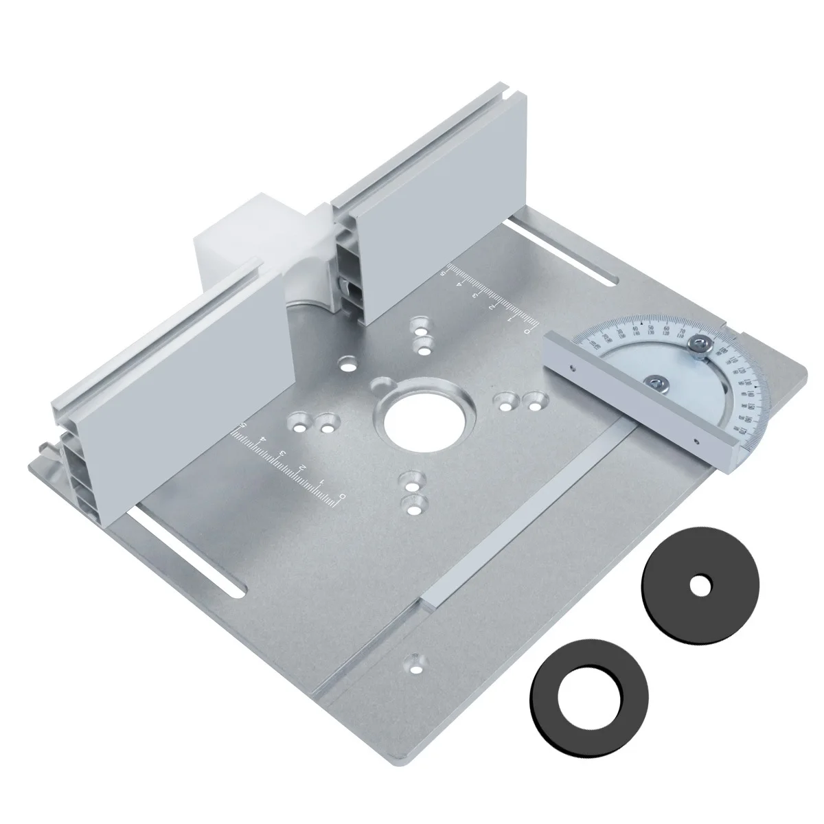 Multifunctional Trimmer Engraving MachineC8 Aluminum Router Table Insert Plate W/Miter Gauge for Woodworking Benches Saw