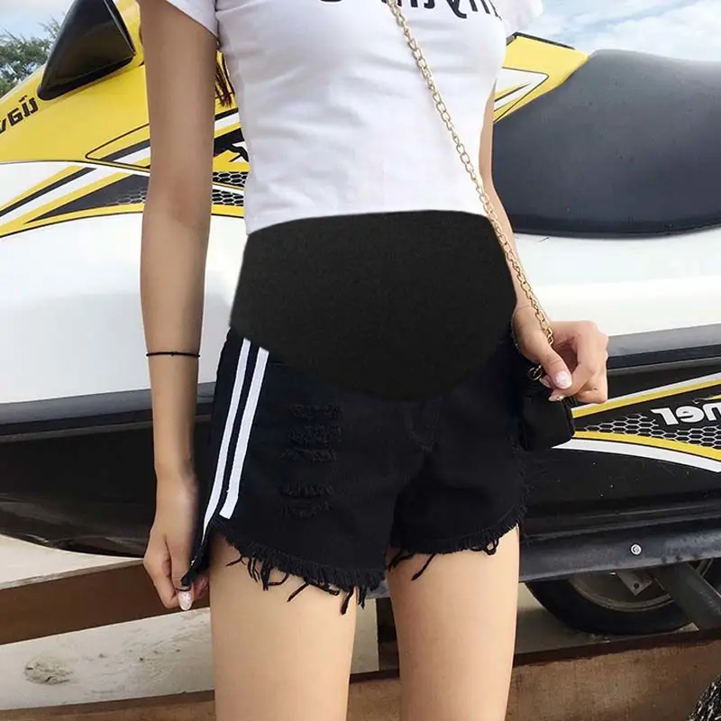 Новая летняя одежда для беременных, рваные джинсы, шорты, летние свободные шорты для беременных, брюки для беременных