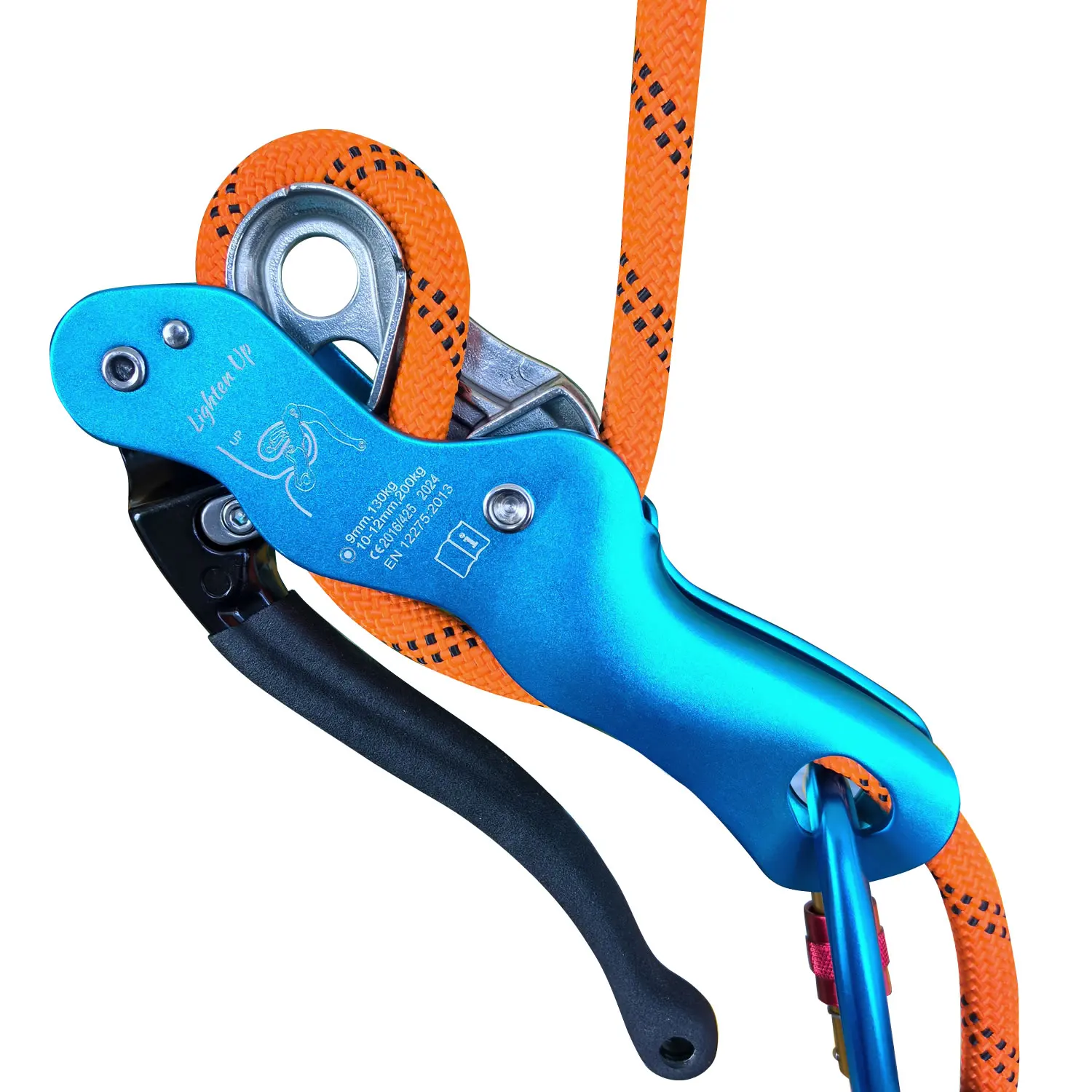 Outdoor Rock Climbing Descent device STOP Handle-Control Abseiling Device Downhill Descender Rappelling