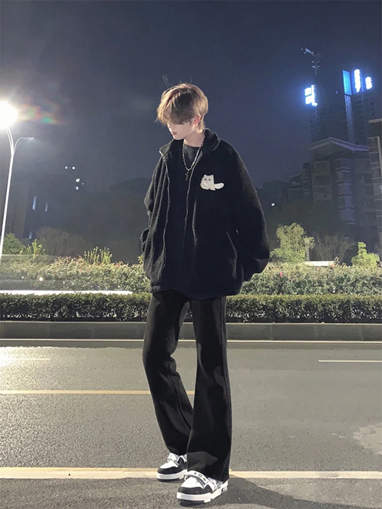 

Модные уличные джинсы American Pure Bla, мужские облегающие расклешенные брюки, удлиненные джинсовые брюки с высокой талией, молодежная повседневная одежда