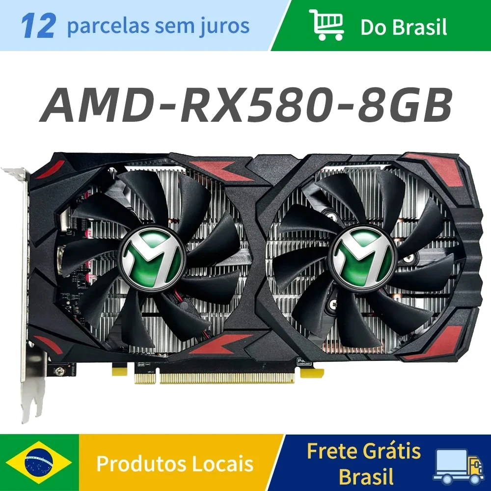 MAXSUN AMD RX 580 8GB 2048SP 8Pin Placa De Video Gaming Graphics Card GDDR5 256Bit PCI Express 3.0 ×16 Radeon GPU rx580 8g