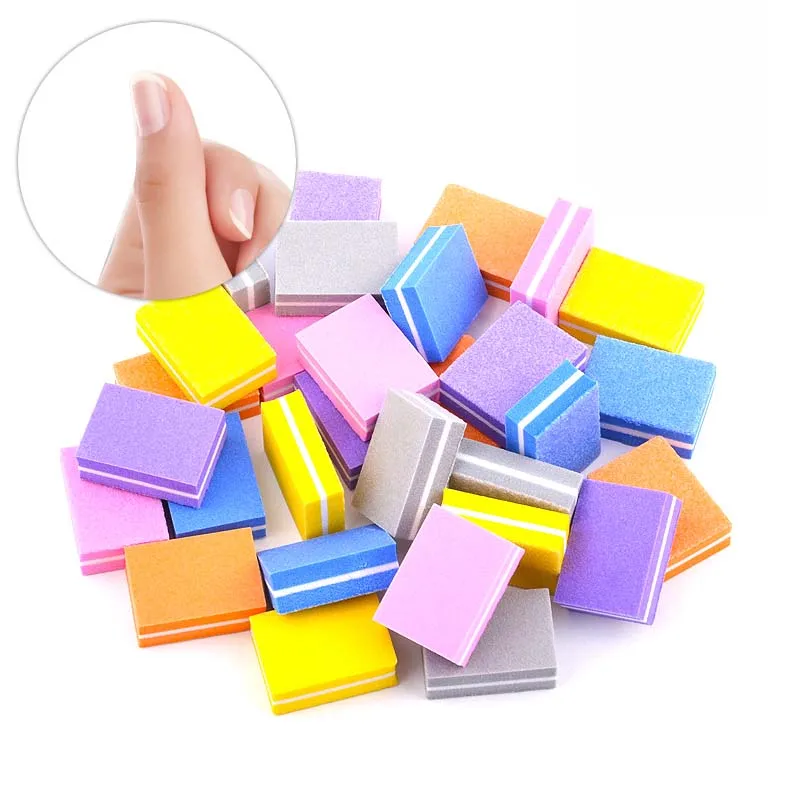 50-8PCS Veelkleurige Spons Nagelvijlen Buffer Nail Buffer Halve Maan Schuurpapier Polijstmachine Salon Nail Art Gereedschap manicure Accessoires