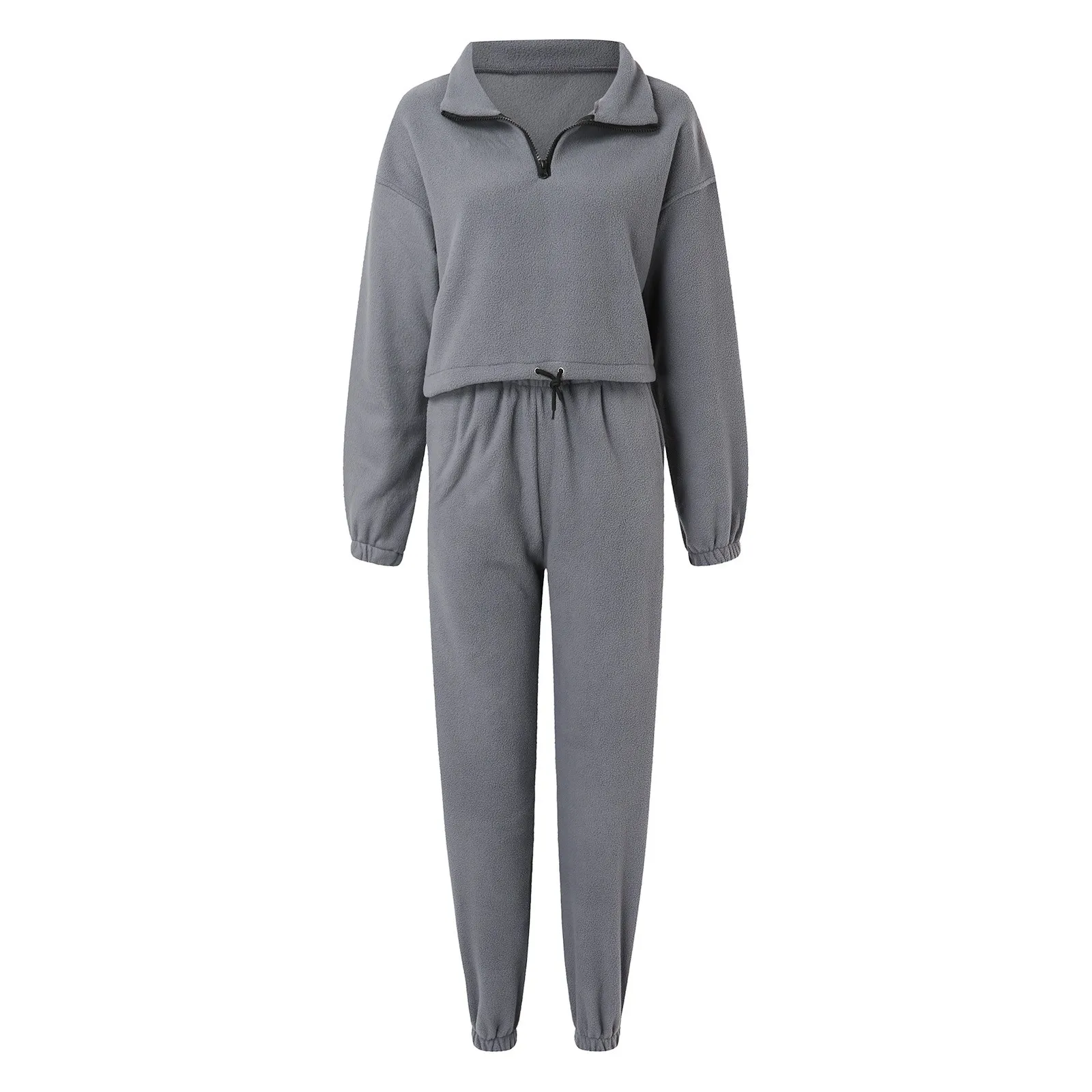 Felpe con cappuccio tuta invernale primavera solido Casual tuta donna in pile 2 pezzi Set felpe sportive Pullover pantaloni della tuta tuta abbinata