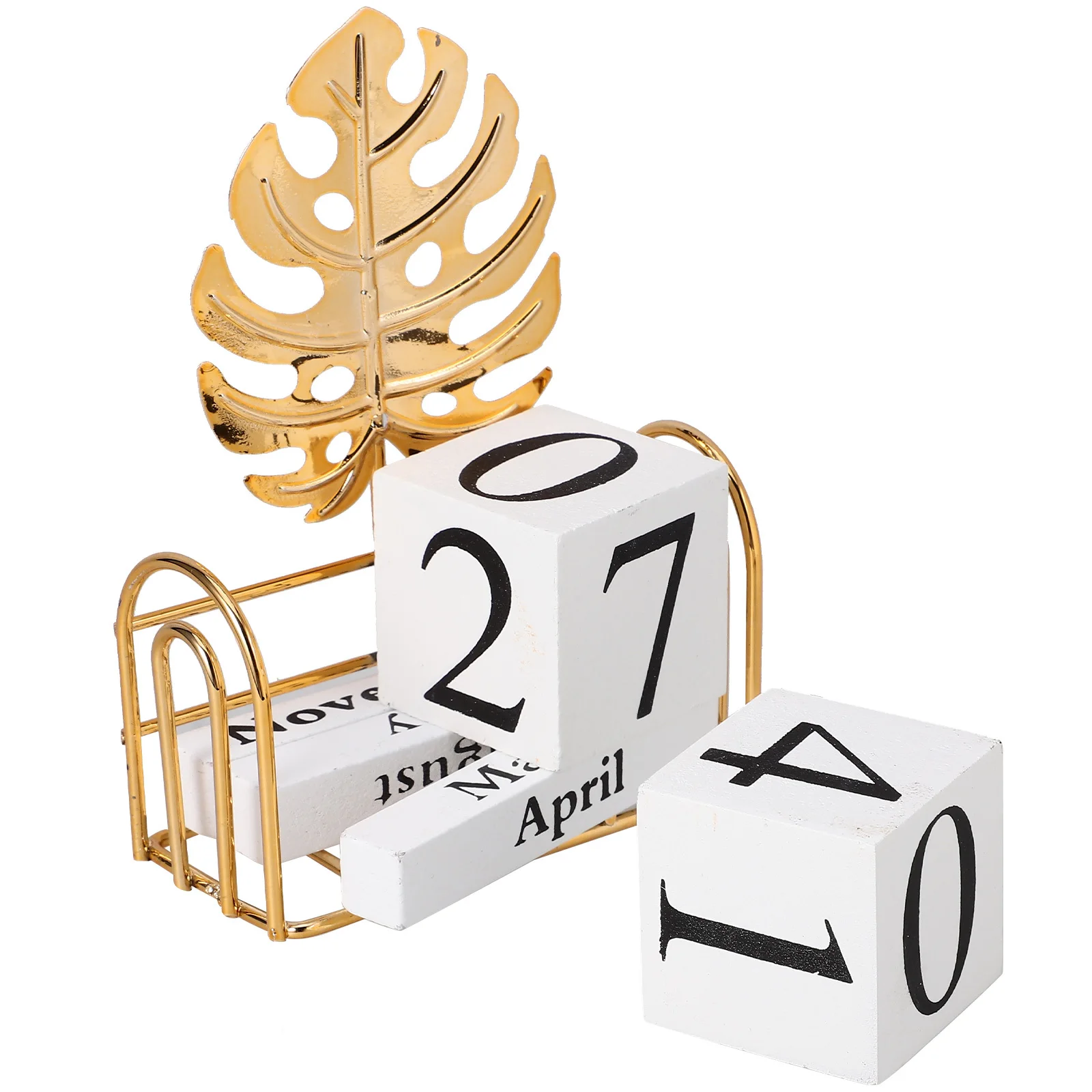 1Set Blok Kalender Kayu Aksesori Meja Dekoratif Kantor Rumah Elegan Perlengkapan Kantor Kalender Abadi yang Dapat Digunakan Kembali