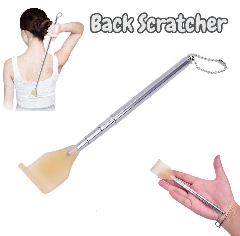 Practical Telescopic Pocket Scratching Massage Kit Stainless Steel Scratcher Handy Pen Clip Back Scratcher Relax Back Massager
