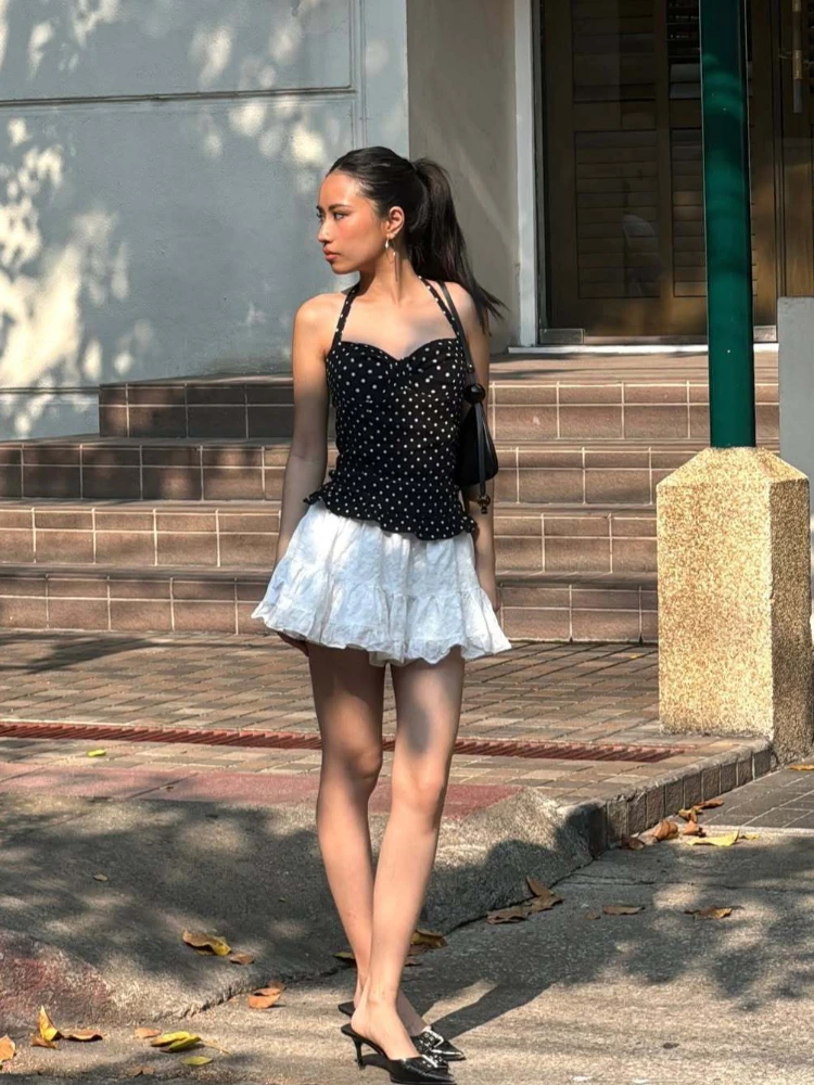 

Sweet & Spicy Storm Point Hanging Neck Tie Vest Fashionable Design Wooden Ear Hem Small Suspender for Men's Clothing