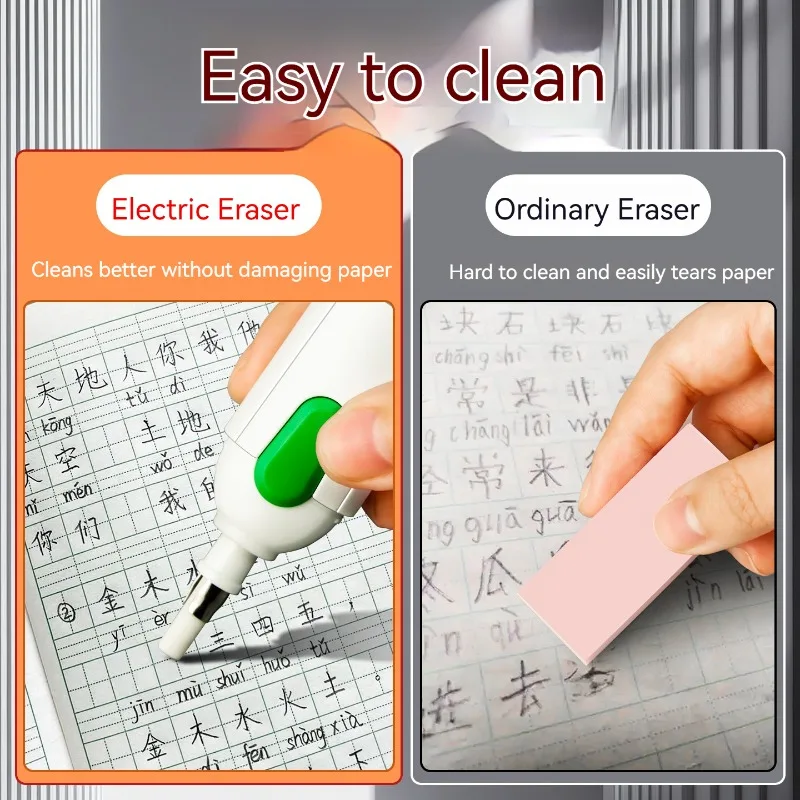 مجموعة ممحاة كهربائية مع عبوات دوارة أوتوماتيكية للمسح السريع واللوازم المدرسية للرسم والمراجعة (البطارية غير متضمنة) #6