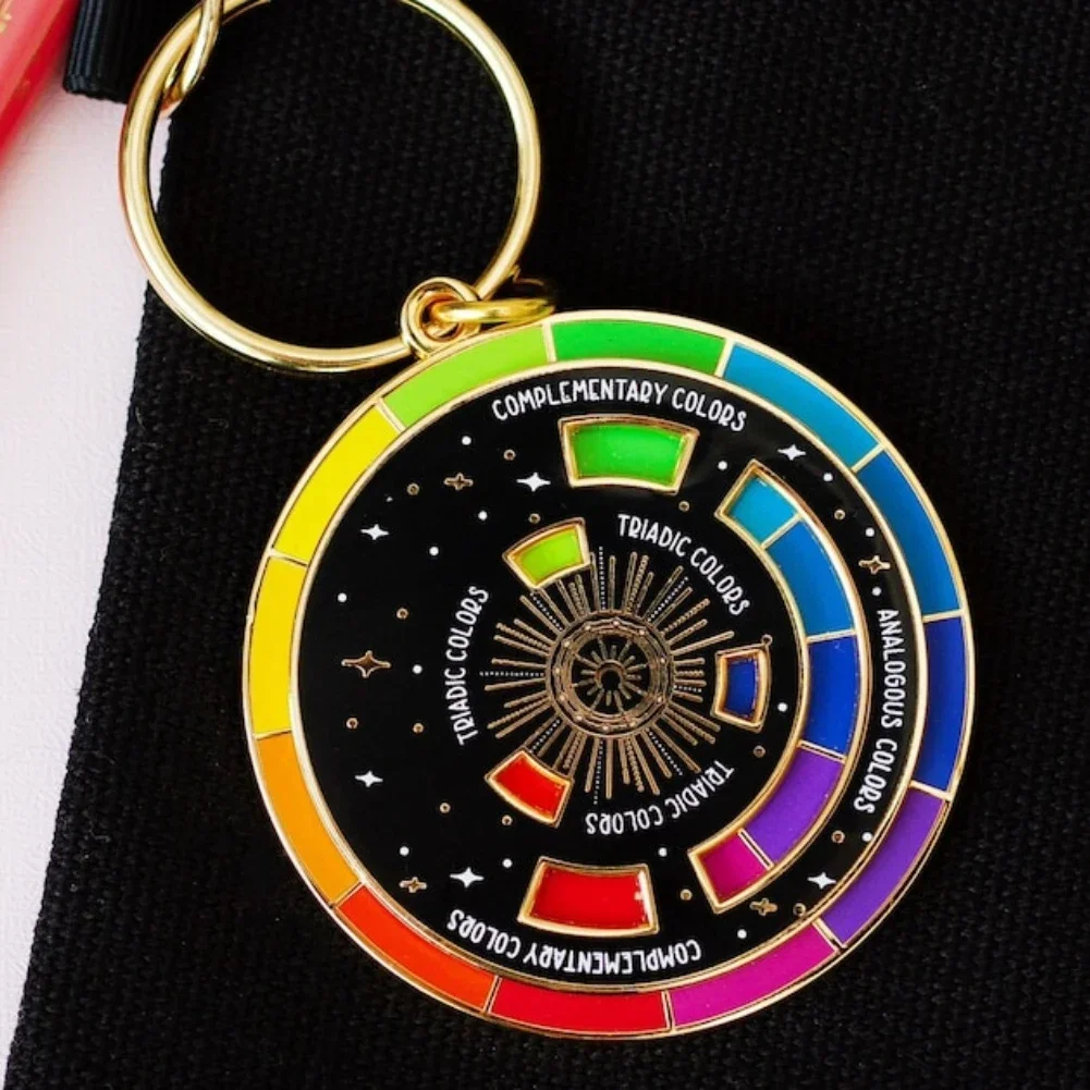 Wheel Keychain (Black/ White) Theory, Artist Gift, Keychains for Backpack, Hats, Pins  Boards, Rainbow Gifts