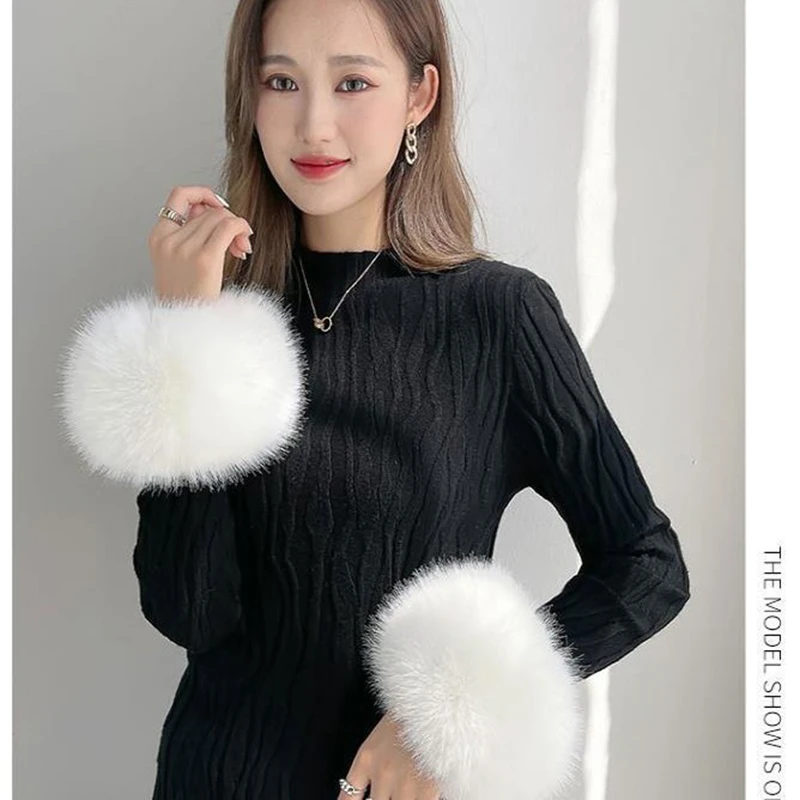 가을 겨울 플러시 장식용 따뜻한 소매 패션 코트 손목밴드 커프스 여성 팔찌 손목 보호 장갑