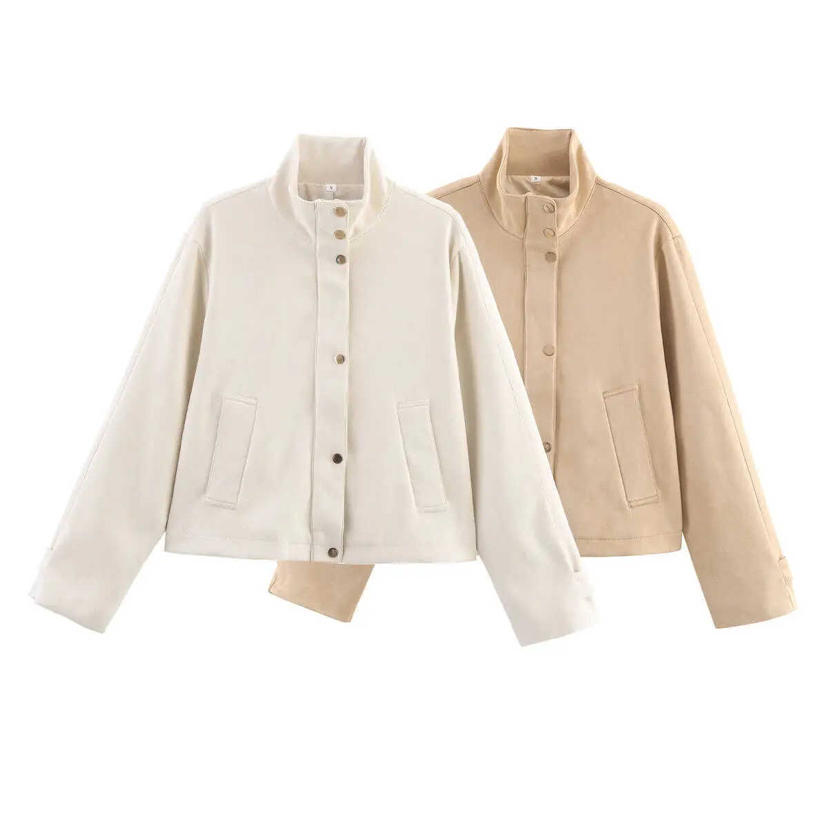 

Women's Fashionable Casual Leather Jacket with Stand Collar and High-End Niche Design AU7V