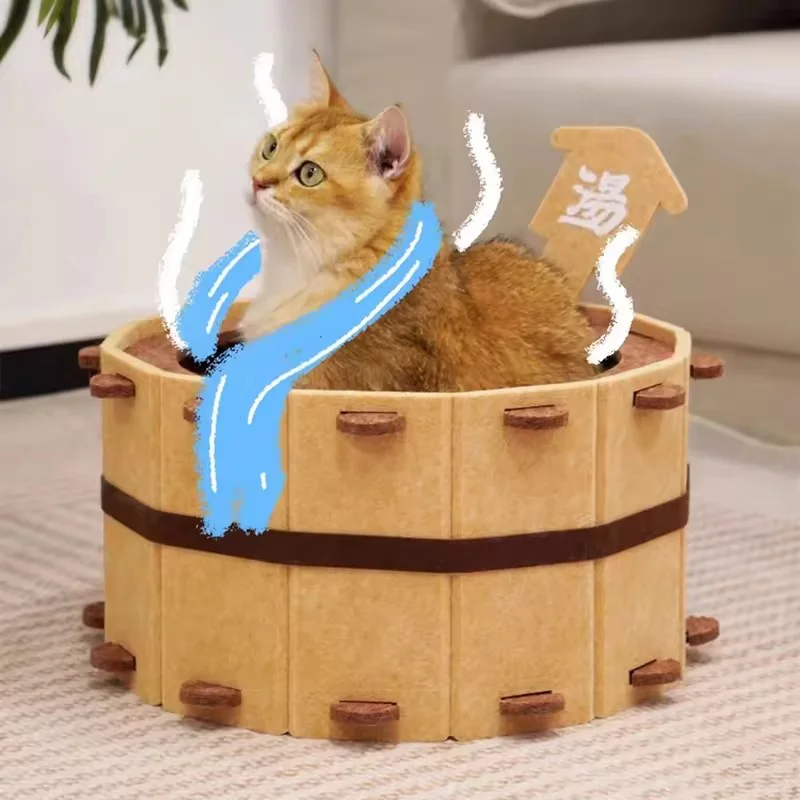 

Sturdy Soft Comfortable Pet Nest Four Seasons Bathtub Cat House Fun Semi-Enclosed Felt Cat Bed For Claw Sharpening Sleeping