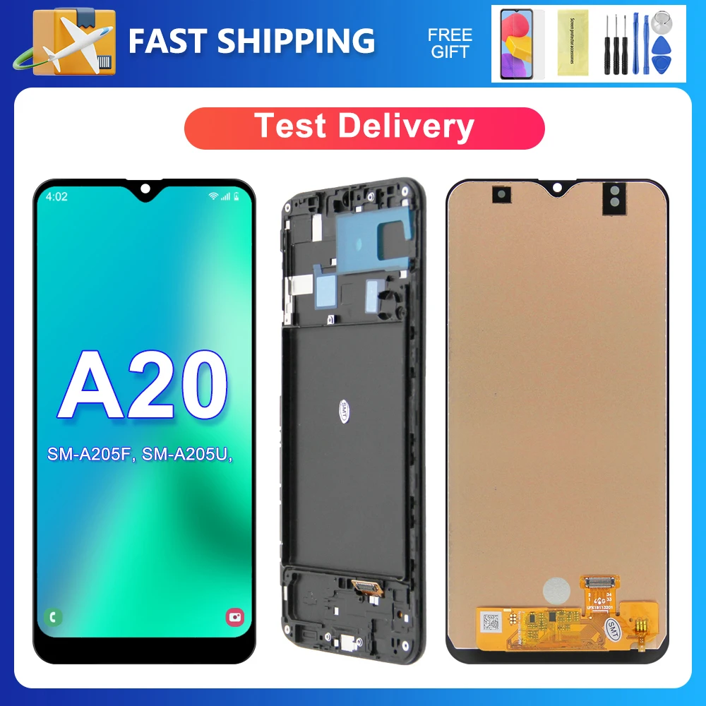 A20 For Samsung 6.4''Tested A205F A205G A205W A205U A205S LCD Display Touch Screen Digitizer Assembly Replacement