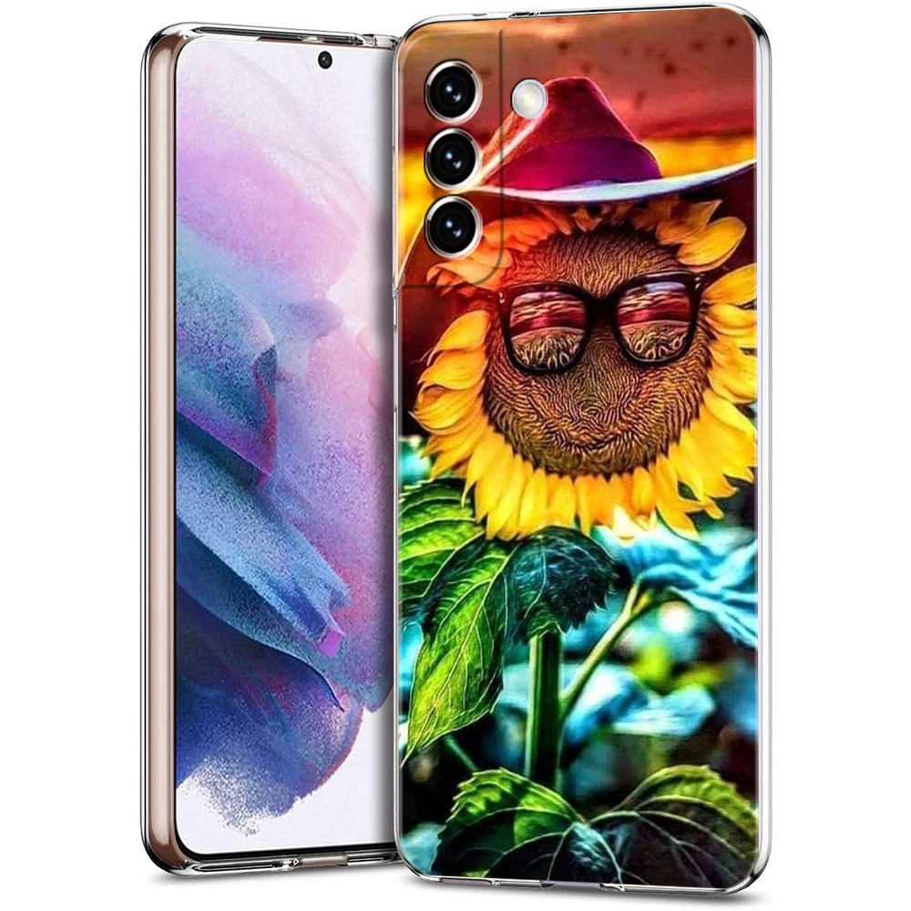 Summer Daisy Sunflower Floral Flower Phone Case for Samsung Galaxy S24 S23 S22 S20 S21 FE Ultra S23 S10 S10E S9 S8 Plus 5G Shell