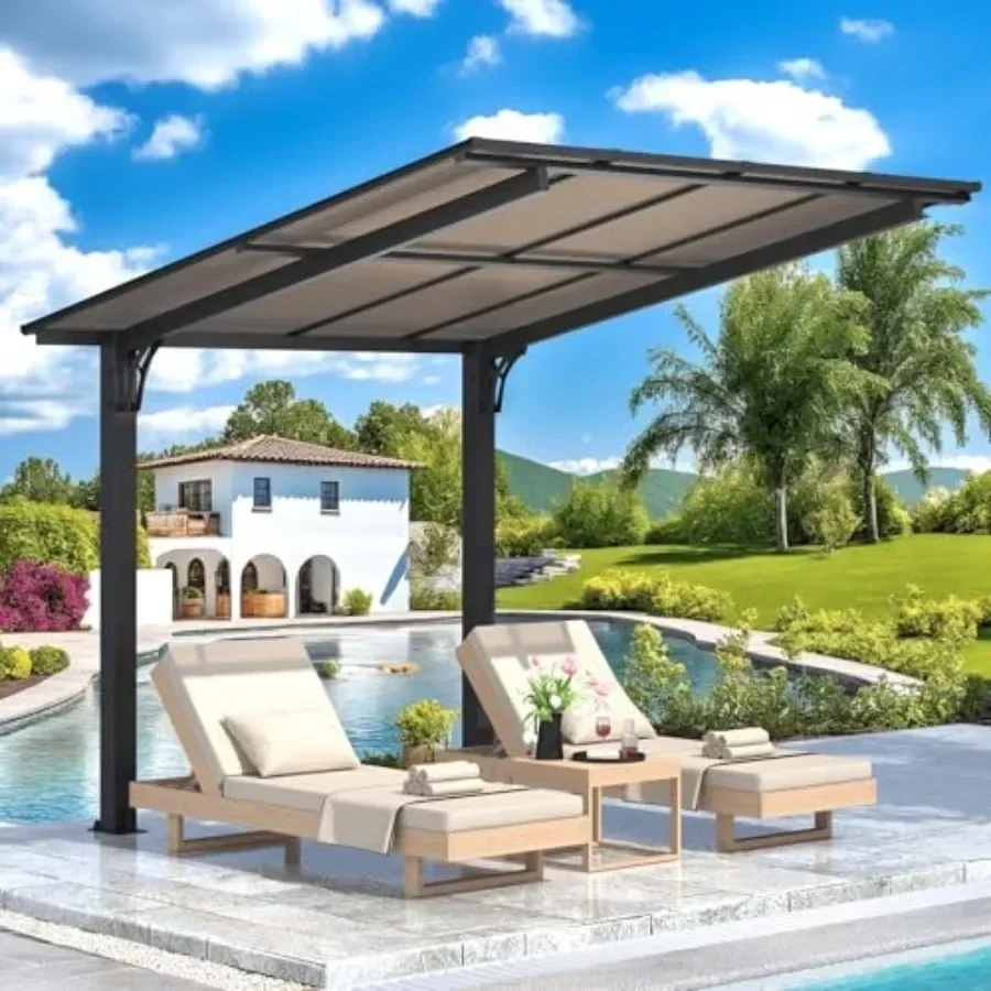 Gazebo for Patio, Small Free Standing Lean to Gazebo Pergola with Patio Roof 64 Sq.Ft Shaded on Clearance, Hard Top Wall Mounte