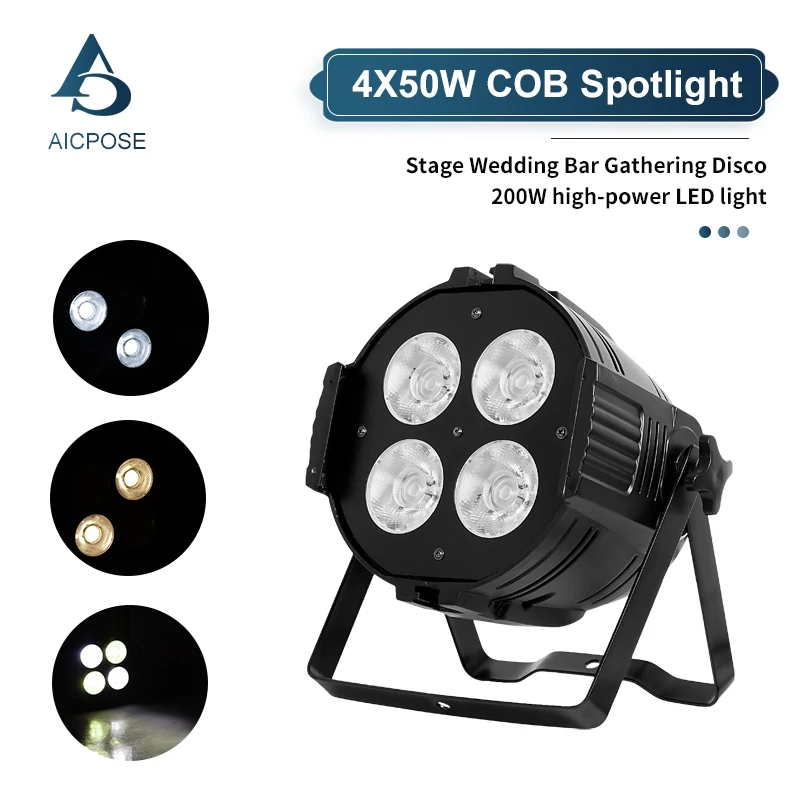 200W COB 4x50W LED Par Stage Strobe Light Warm White/Cool White DMX Aluminum Par Light DJ Disco Christmas Stage Show