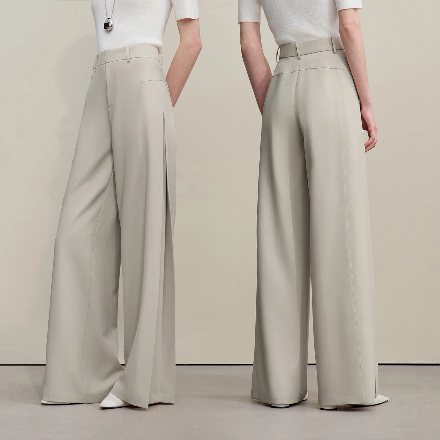 Amii Women's Wide Leg Pants 2026 Summer New Loose Flowy Trousers Pleated Solid Versatile Casual Long Pants For Women 12642085