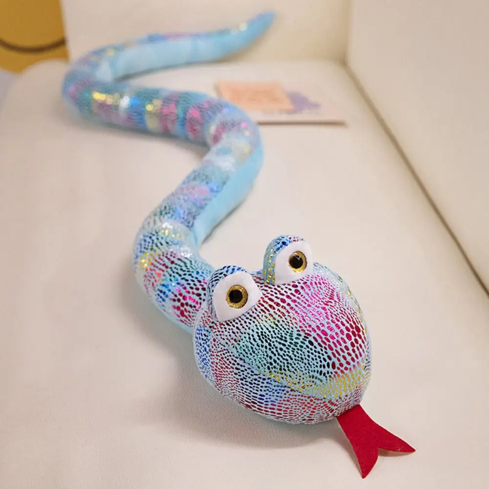 Sequin Fabric Year of The Snake Plush Toys Simulated Chinese Snake Year Mascot Doll Plush Soft Sequined Snake Doll