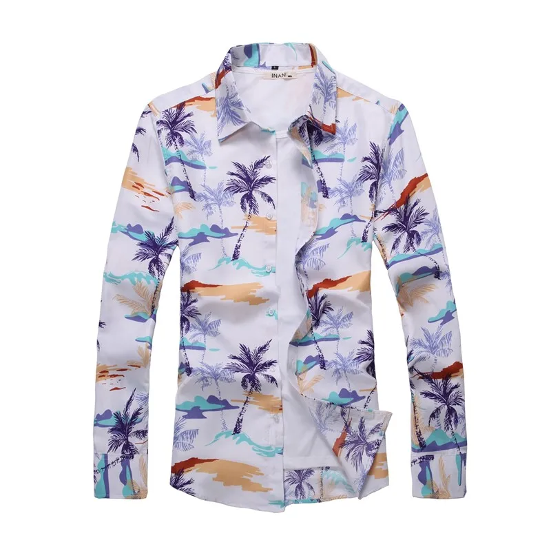 Fashionable Men's Long Sleeve Large Size Shirt Collared Business Floral Print Multi-Color Autumn 2026 Loose Fit Polyester Cotton