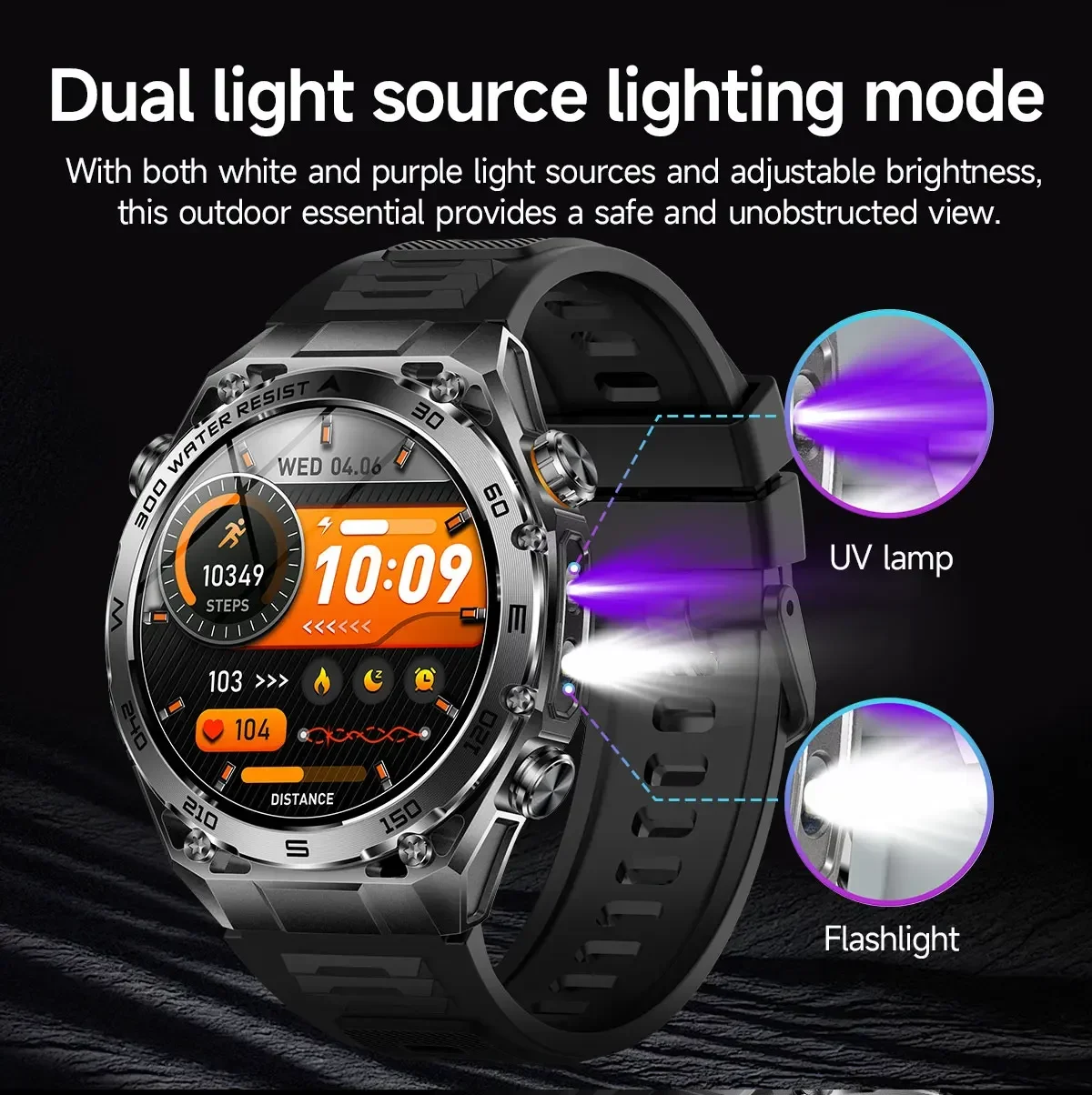 2026 Neue VWAR Ultimate Rugged Smartwatch IP68 Wasserdicht 1000 mAh Akku 24-Stunden-Gesundheitsüberwachung 100+ Sportmodi Smartwatches – Detail 5