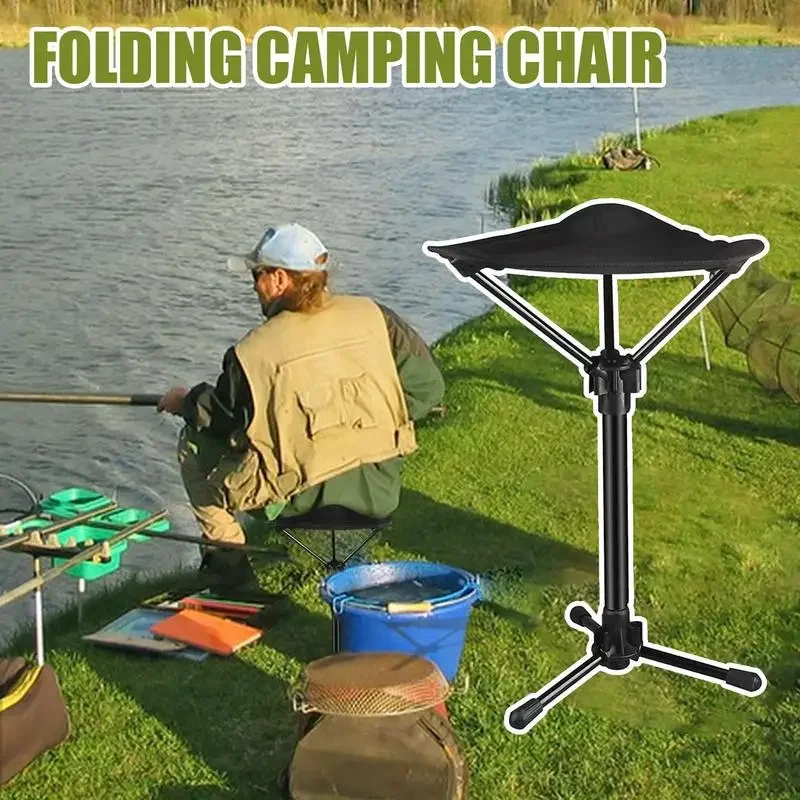 

Outdoor Foldable Chair Camping Portable Stool Strong Load-Bearing Backpacking Stool with Three Height Modes for Fishing