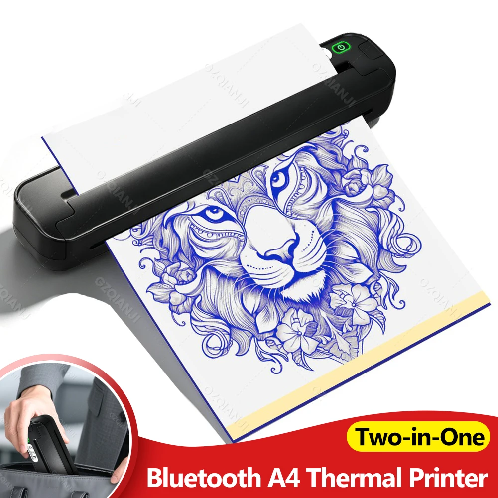ST80 Thermal Tattoo Stencil Printer, 203dpi HD Wireless A4 Printer with Free Transfer Paper, Folded Paper - Compatible with Phon