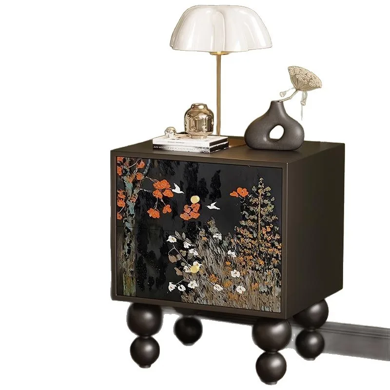 New Chinese-style solid wood bedside table, bedroom floor-to-ceiling installation-free locker, storage cabinet next to antique