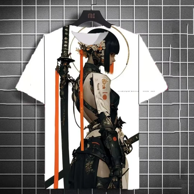3D Printed Cool Sword Girl T-Shirt For Men Retro Dragon Pattern Tees Summer Casual O-Neck Short Sleeve Tops Street Tee Shirts