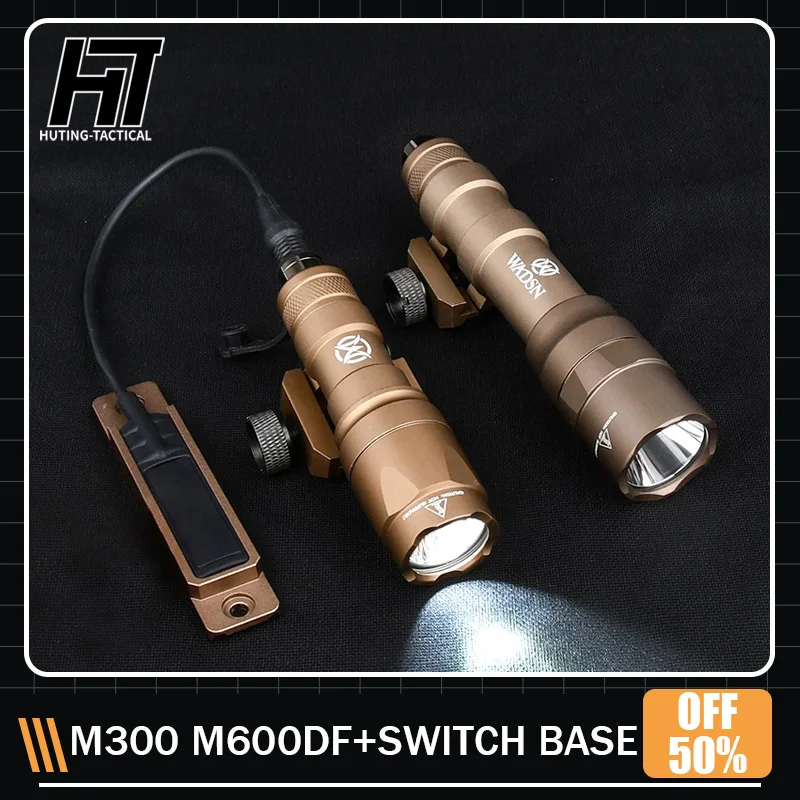 

M600 M300 M600DF M300A Tactical Flashlight Fit M-Lok Keymod Rail Hunting Weapon Lamp White Light Metal Tail Switch Card Slot