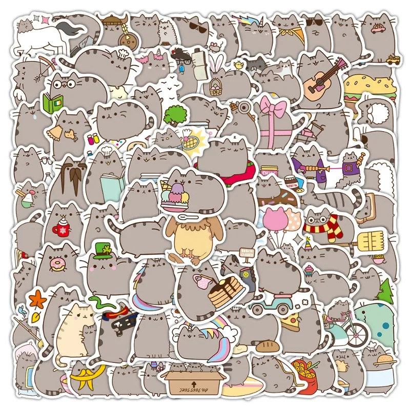 100 шт., милые мультяшные декоративные наклейки Pusheen, творческая личность, каракули