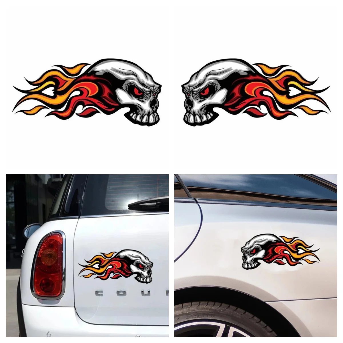 

Personalitys Flaming Skull Car Sticker Motorcycle Bumper Rear Window Helmet Refrigerator Laptop Vinyl Decal