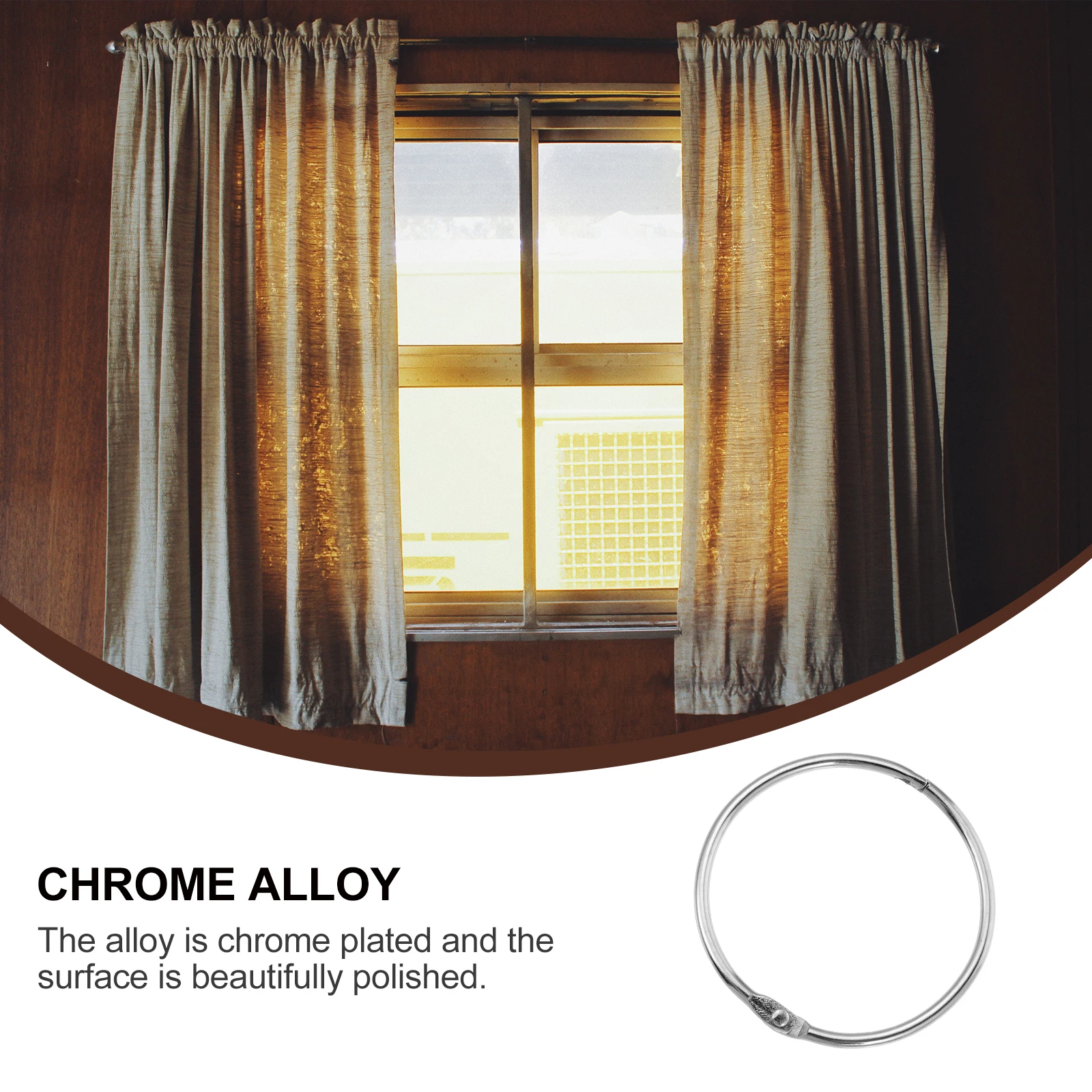 

24 pcs Creative Curtain Rings Universal Round Household Rods Accessories Silver Smooth Sliding Heavy Duty Bath Shower Curtain