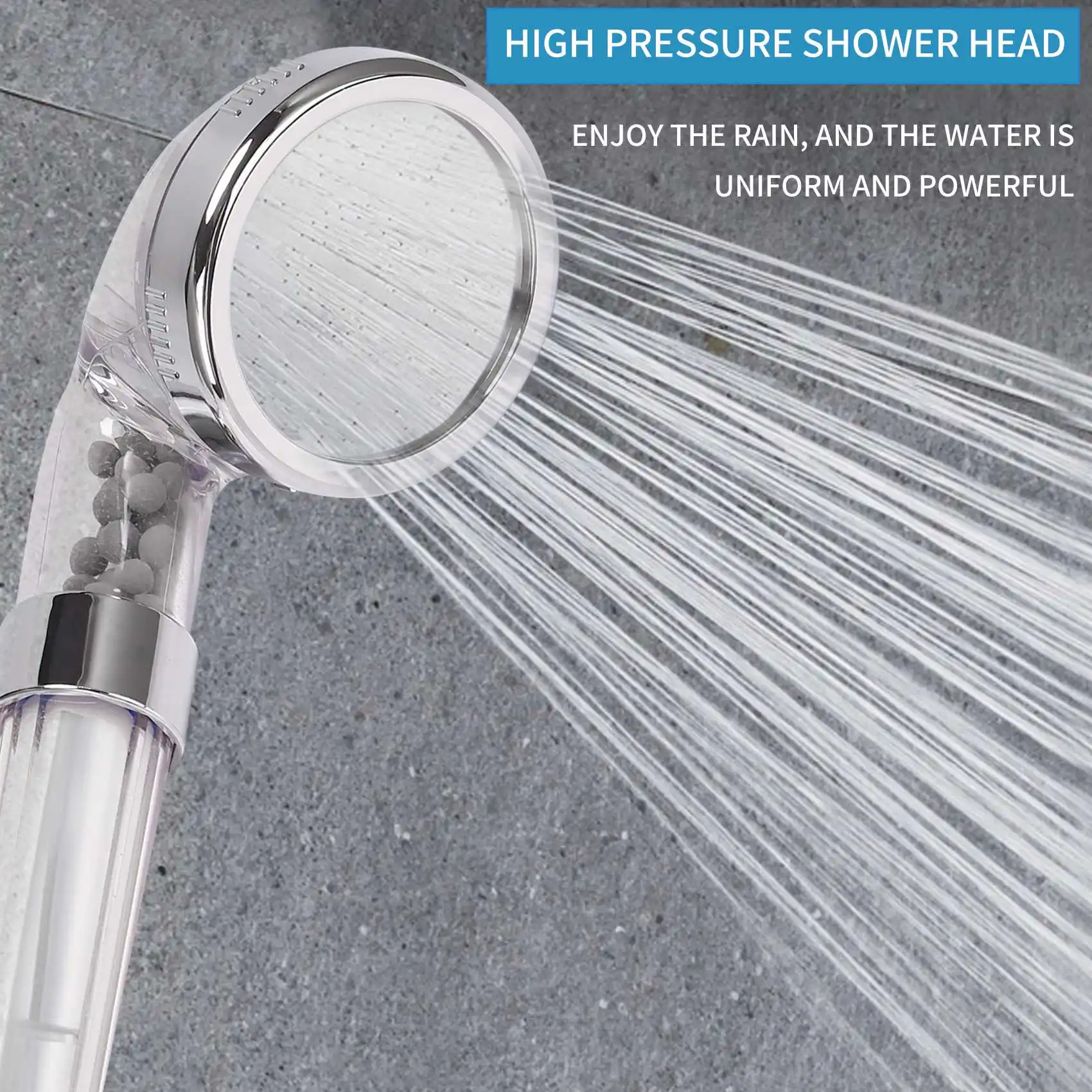 1 Set Negative Ions Bathroom Handheld Shower Water Saving Head Set with 3 Filters High Pressure Portable Shower Head Hand Shower