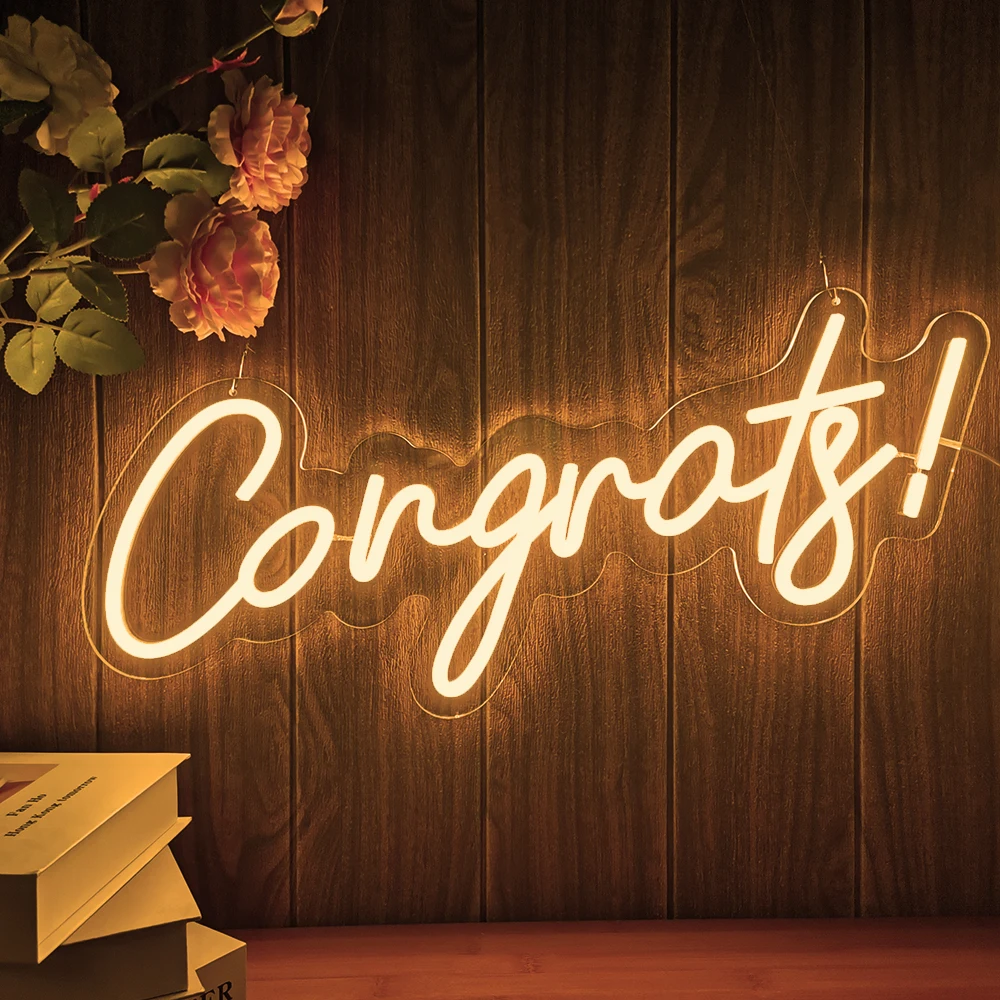 21인치 '축하합니다' LED 네온사인 (졸업 파티, 홈 바, 대학, 레스토랑, 아트 벽 장식, 기념 조명)