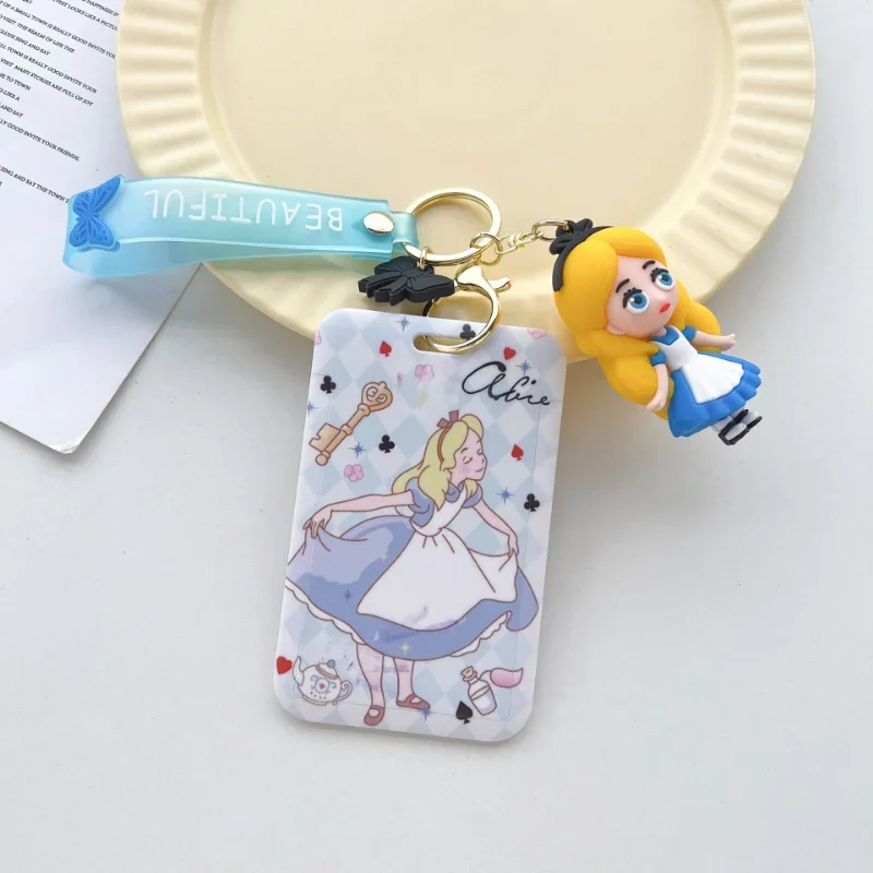 Disney Princess Frozen Elsa Ariel śnieżnobiałe etui na karty smycz na kartę wisiorek Cosplay plakietka organizer na dokumenty karty paski breloczki