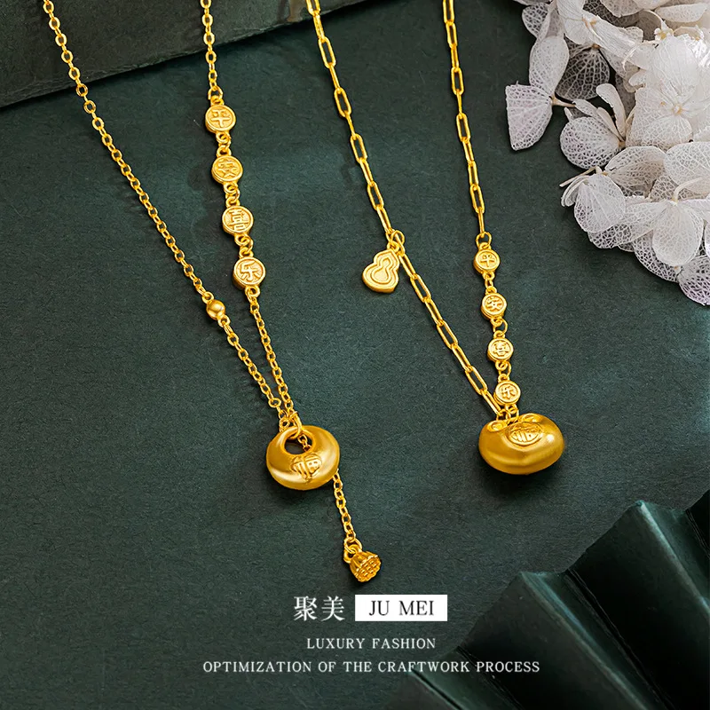 

9999 24K real gold store same style gold women's necklace, chubby and lucky, safe chain, sexy and beautiful party