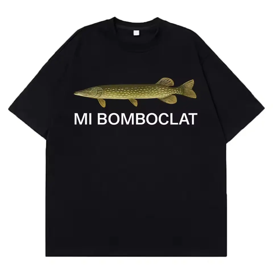 Mi Bomboclat's Interesting Fish-print Men's Kids Trendy Streetwear Short-sleeved American-style T-shirt, 2026 Summer New Design