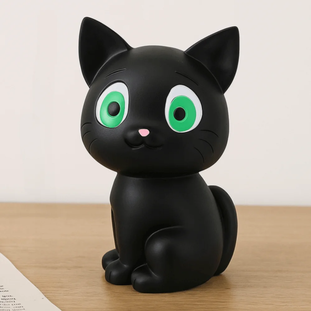 Hucha de gato negro anticaída, tanque de ahorro decorativo, cajas de dinero de gato de dibujos animados, modelo coleccionable, hucha modelo de gato