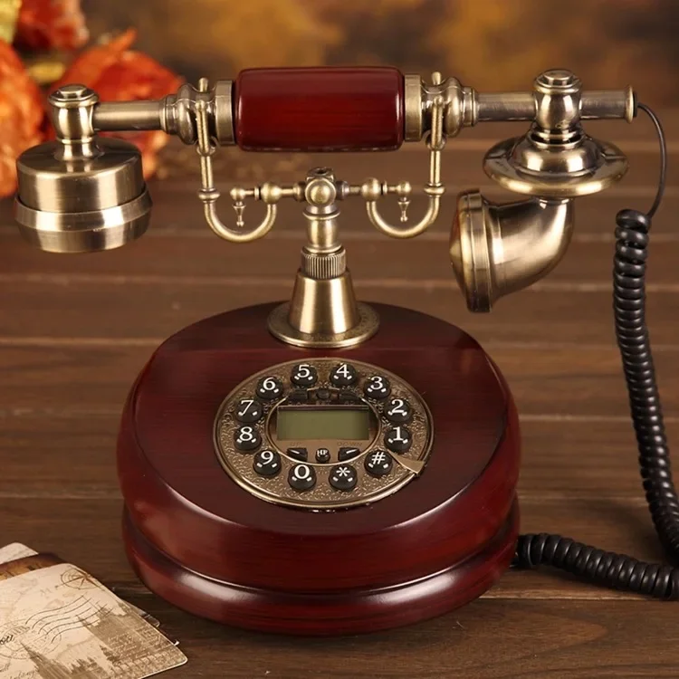 DurableRepublic Of China Style Retro Imitation Solid Wood Phone Antique Landline European Antique Phone Caller ID