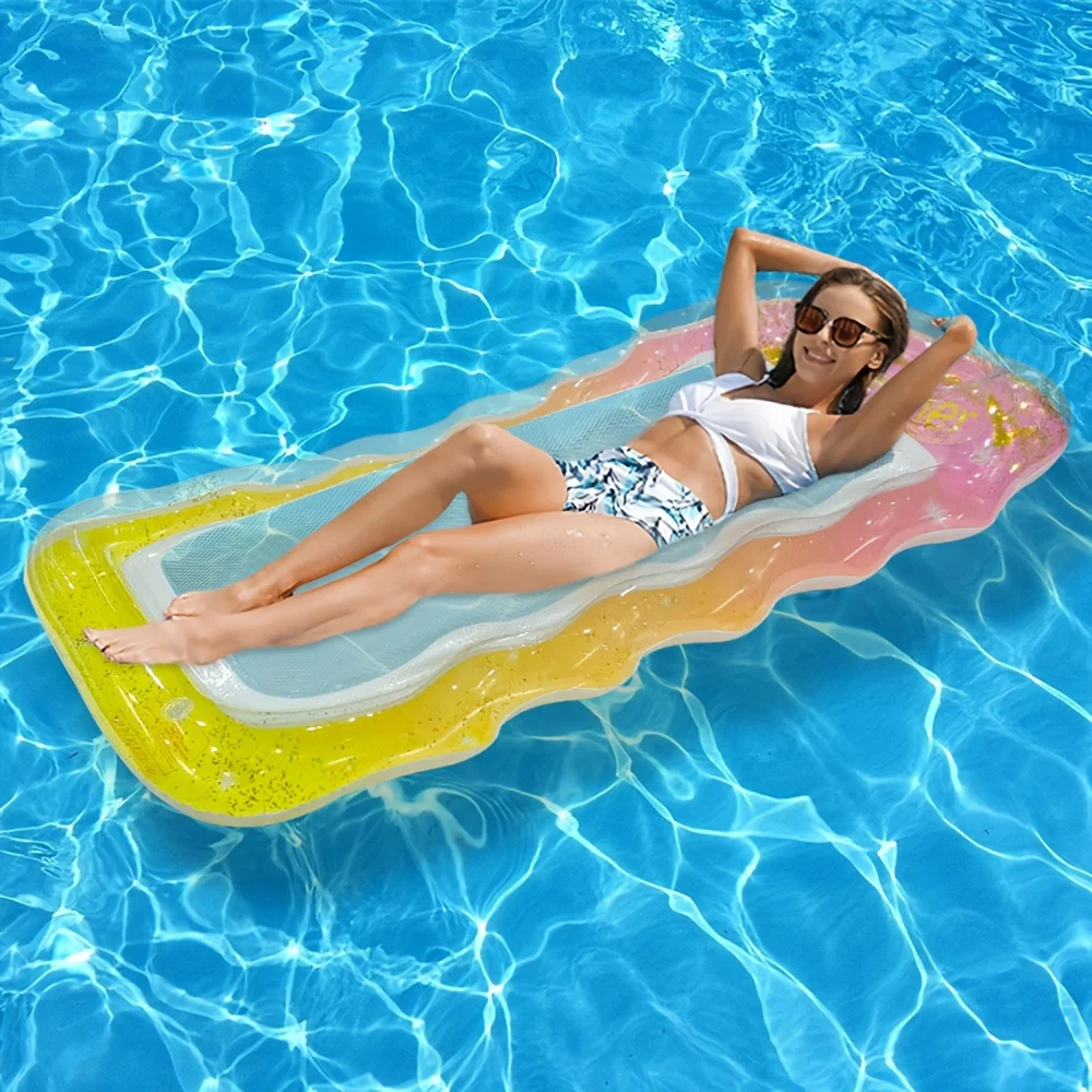 Poltrona a sdraio gonfiabile da 1 pezzo, poltrona a sdraio galleggiante in PVC per le vacanze, adatta per le feste in piscina estiva sulla spiaggia