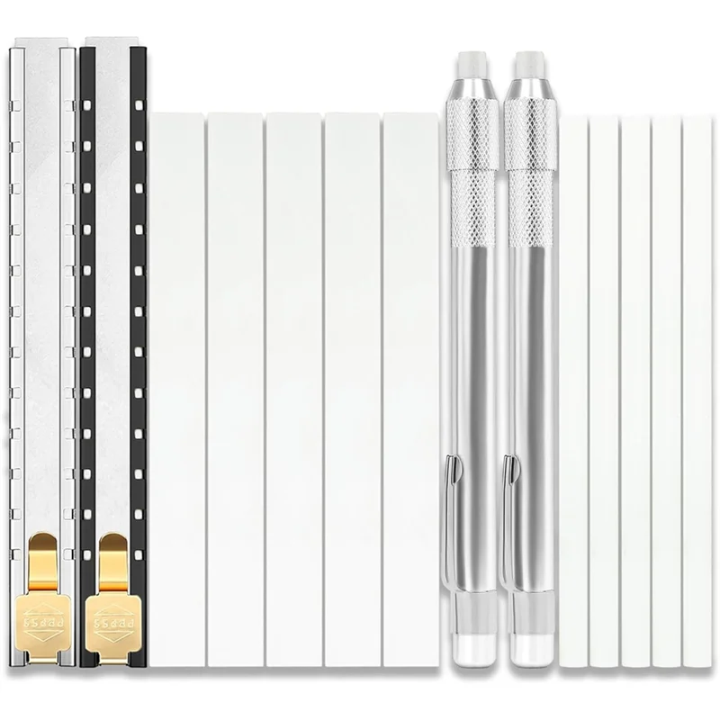 

B08B-Набор держателей для мыльного камня, плоский и круглый держатель с 14 шт. сменным стержнем, белые прозрачные съемные маркировки на сталевом алюминии и литом