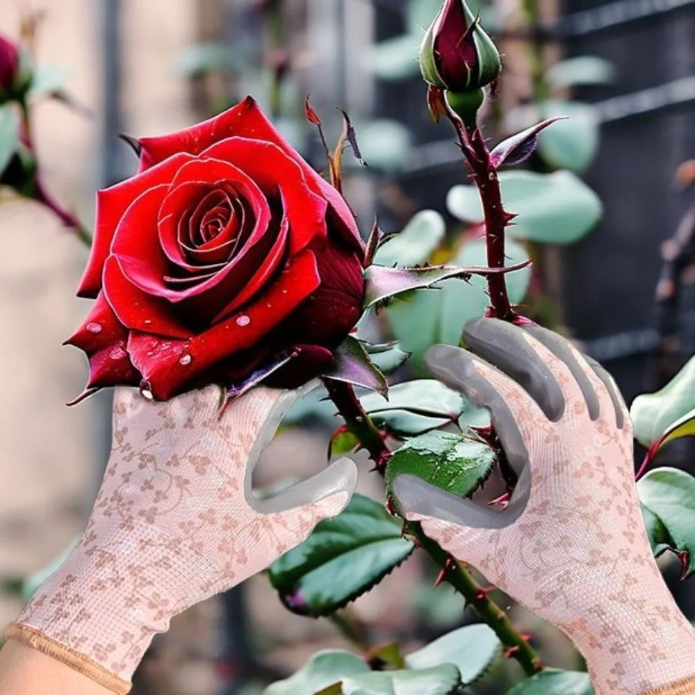 Floral Pattern Gardening Gloves Breathable Anti Prickling Labor Protection Gloves Comfortable Multi-purpose Work Gloves