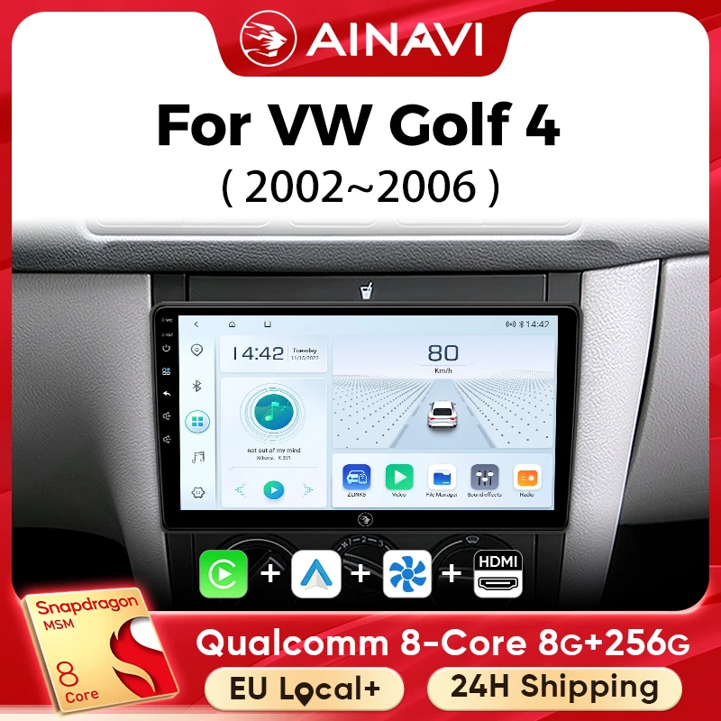 Ainavi Car Multimedia Player For Volkswagen VW Golf 4 IV Jetta MK4 Classics wireless Carplay Android Auto 4G Wifi 2din
