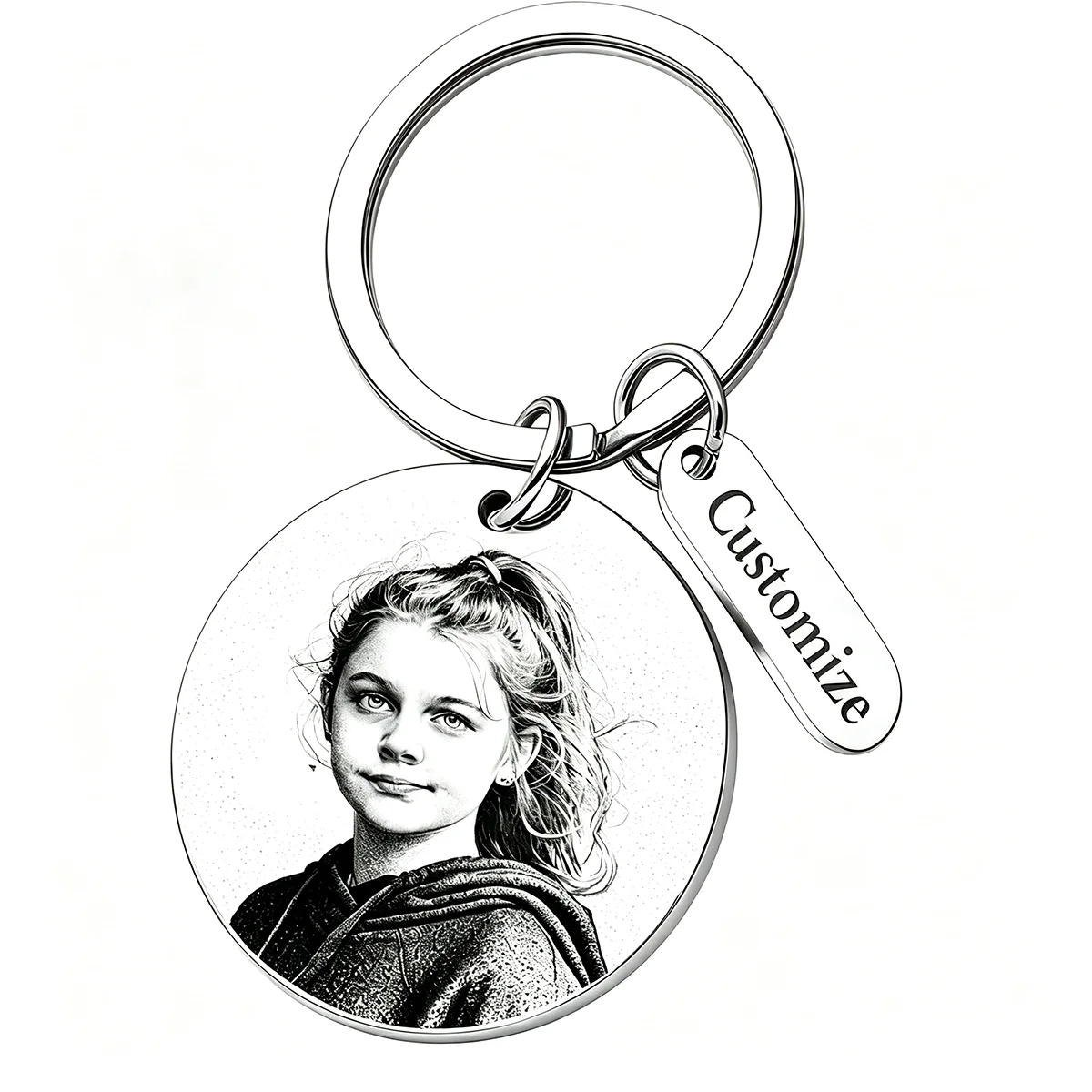 Unique Custom Stainless Steel Keychain, Personalized Photo & Text