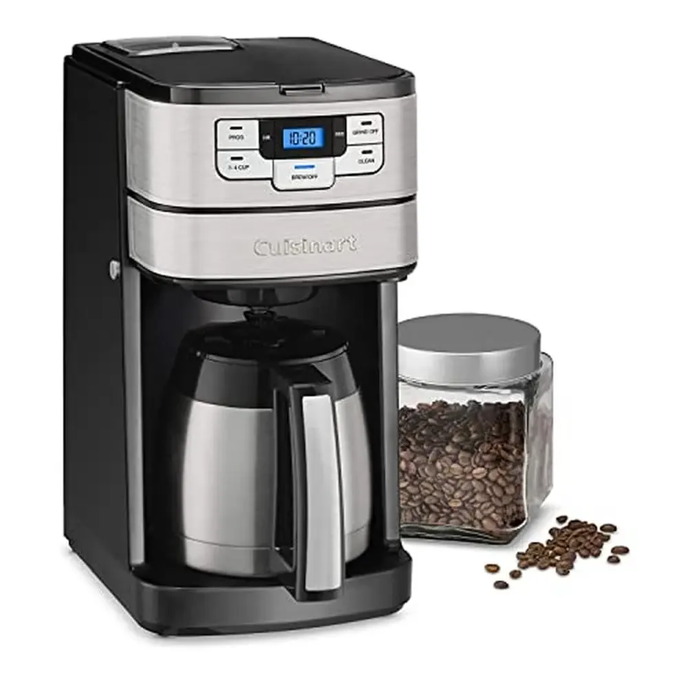 Automatic Grind & Brew Coffee Maker 10 Cup Glass Programmable Drip Machine Black/Silver DGB-450 8.13