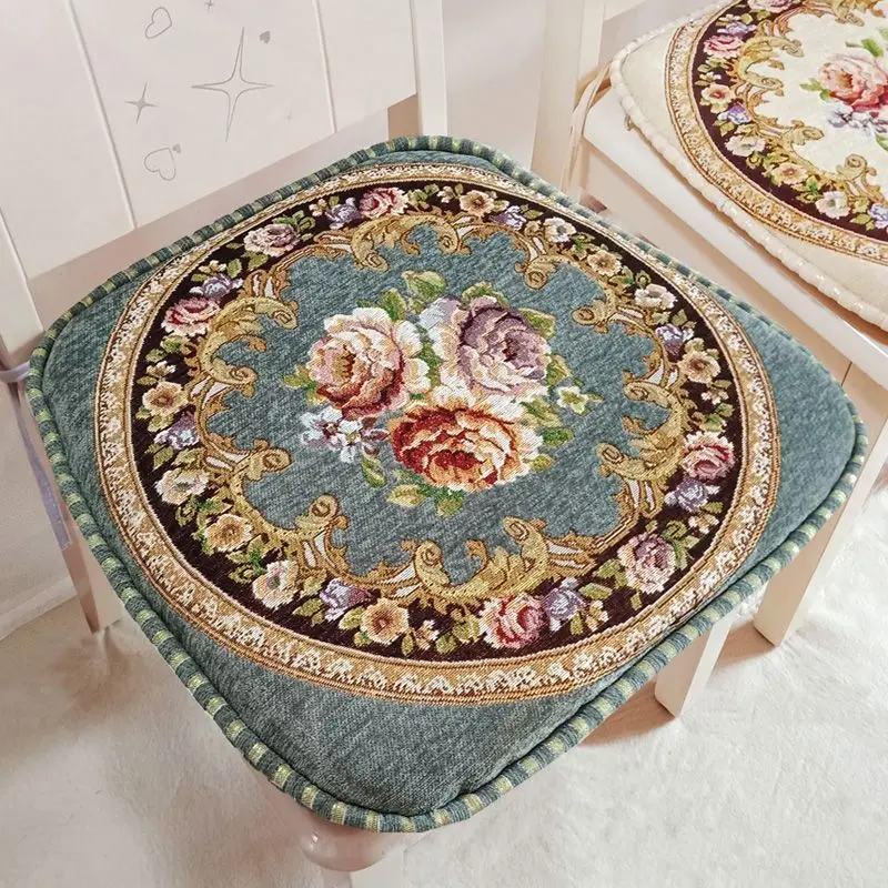 European-style Classical Jacquard Dining Chair Mat Four Seasons Universal Stool Non-slip Pad Home Living Room Decor Seat Cushion