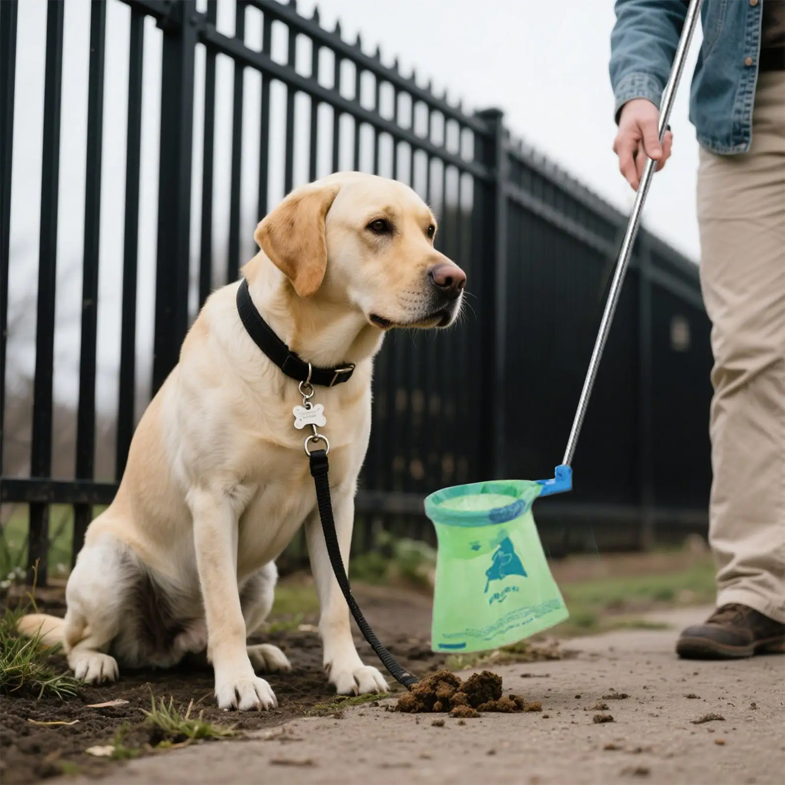 Long Handle Dog Poop Scooper Foldable extendable durable sturdy dog toilet bend over while walking dog poop collector ﻿