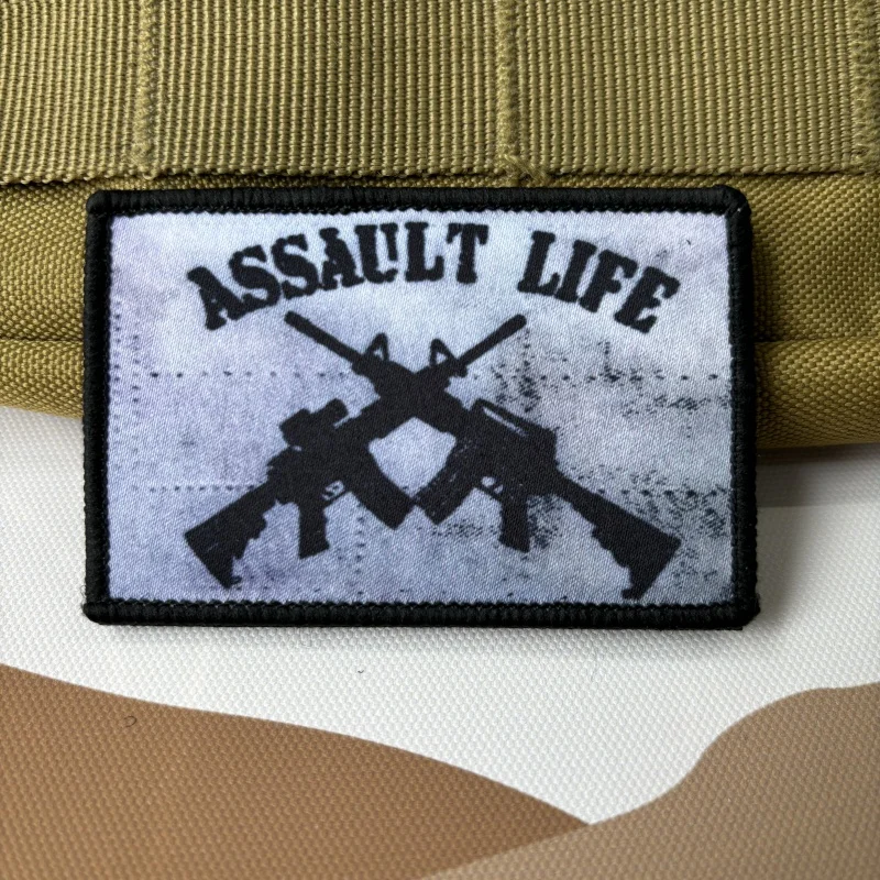 Skeleton Soldier With Gun Morale Tactical Patches Printed Hook&Loop Emblem Military Assault Life Chevron Badge Backpack Stickers