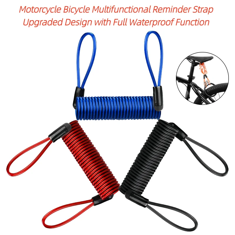 Anti-Theft Reminder Spring Cable for Motorcycle/Bicycle – Coil Reminder Rope for Disc Lock, Helps Prevent Forgotten Lock Removal