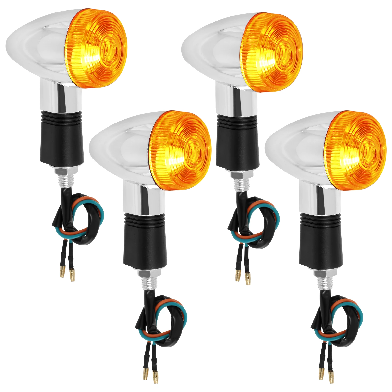 4Pcs Motorcycle LED Turn Signal Lights Motorbike Indicator Lamps License Plate DRL Moto Flasher Tail Brake Bulbs Amber Lamp