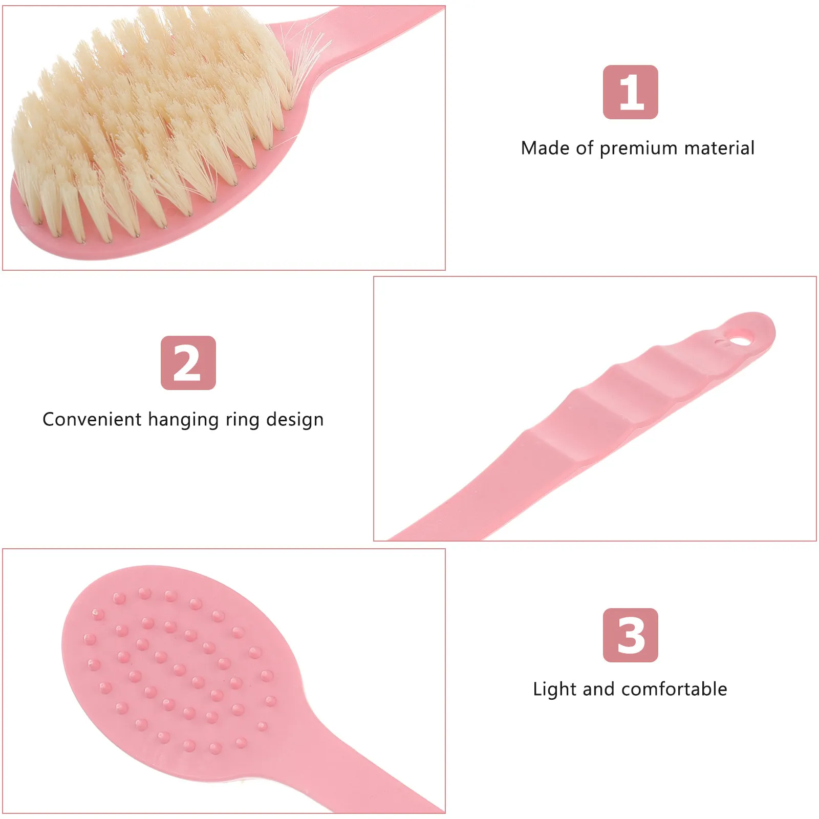 Bath Brush Long Handle Curved Back Scrubber Shower Brush Body Scrubber Non Slip Grip Easy Hang Skin Massager Bathing Accessories